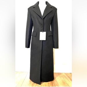 MANGO x JEN CEBALLOS Premium Italian Wool Blend Structured Fitted Long Coat-NWT